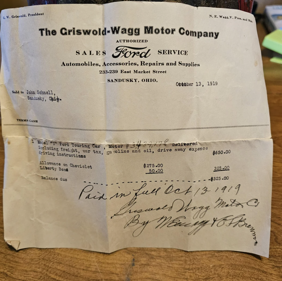 document - &W. Gelasid, President The GriswoldWagg Motor Company Authorized Sales Ford Service Automobiles, Accessories, Repairs and Supplies 233239 East Market Street Jaka Schnell, Sky, pig Sandusky, Ohio, Ford Touring Car Motor Delivered feluting fruit,